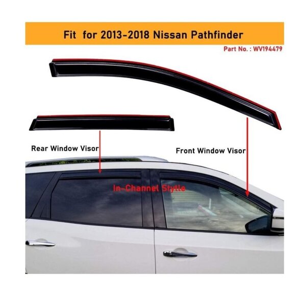 2013-2018 Nissan Pathfinder In-Channel, Rain Guard Window Vent Visor (Brand New) - Picture 3 of 8